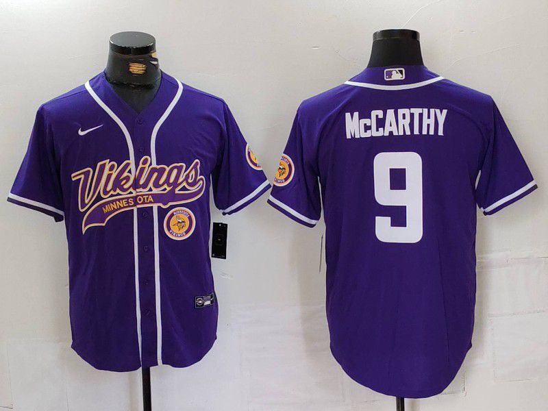 Men Minnesota Vikings #9 Mccarthy Purple Joint Name 2024 Nike Limited NFL Jersey style 2->cincinnati reds->MLB Jersey